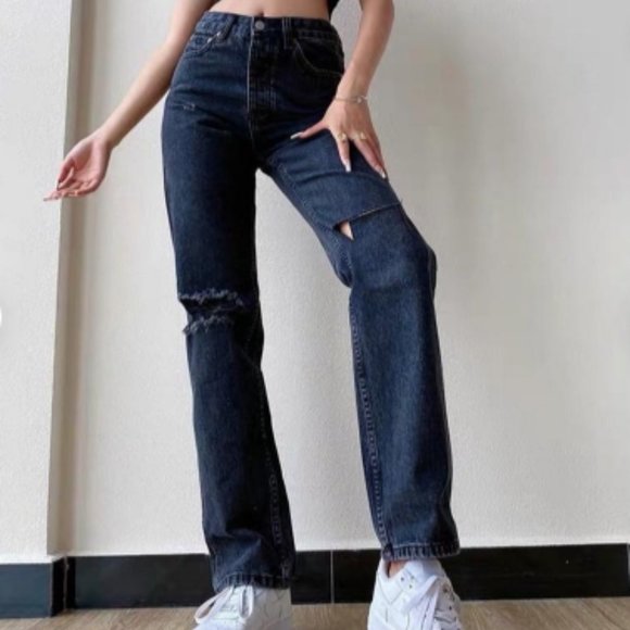 Y2k vintage retro high-rise ripped jeans